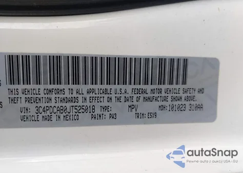 2018 Dodge Journey Se z USA, uszkodzony, nr VIN 3C4PDCAB0JT525018